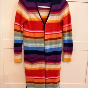 Minnie Rose 100% Cashmere Colorful Striped Sweater